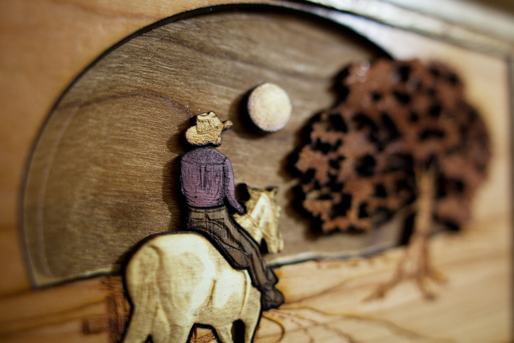 Wood Art Inlay Scene