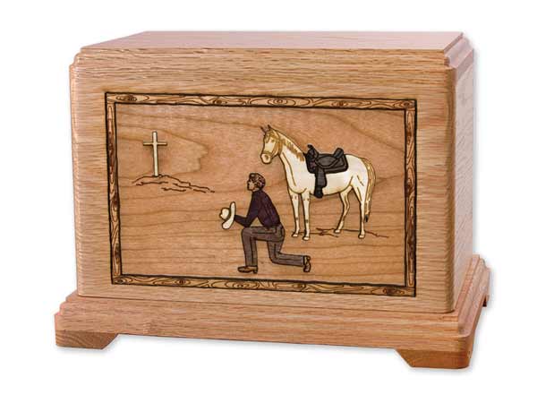 Wooden Cowboy Urn