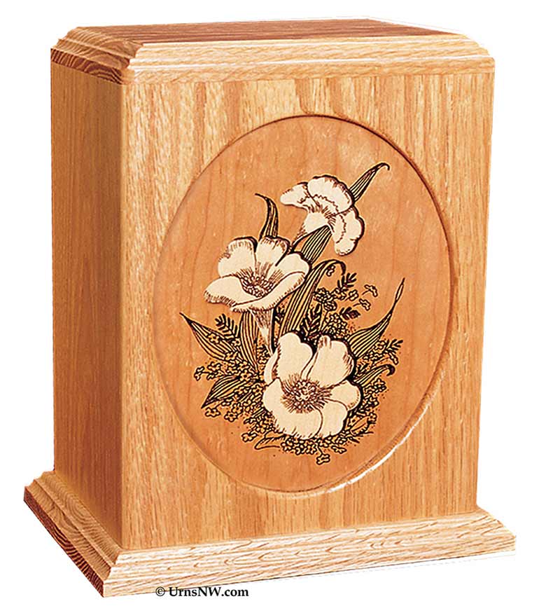 Floral Inlay Art Cremation Urn