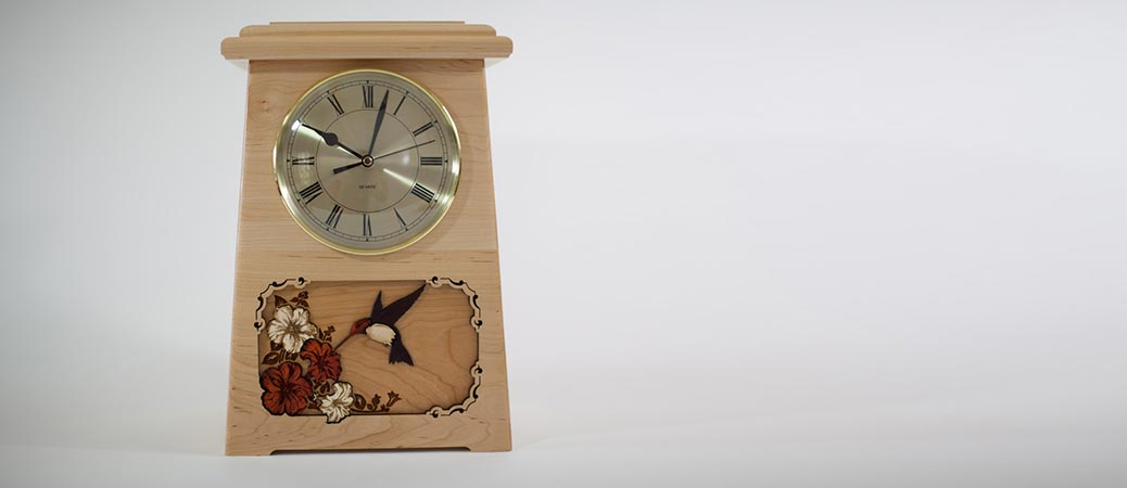 Clock Urn with Hummingbird Inlay