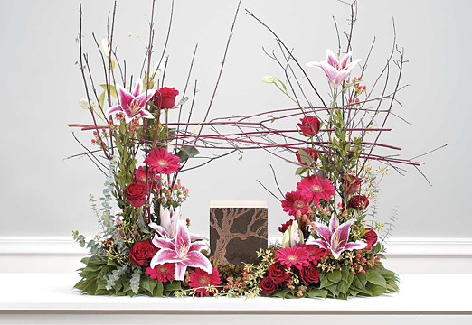 Cremation urn floral arch