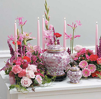 Memorial Table Arrangement for Funeral Urn