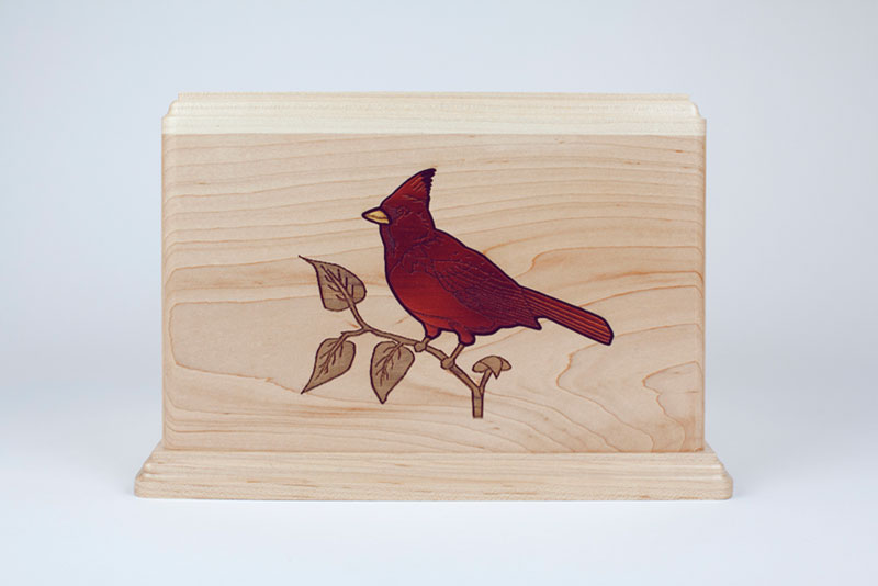 Red Cardinal Bird Inlay Memorial Cremation Urn