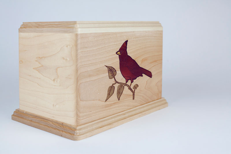 Cremation Urn with Cardinal Inlay