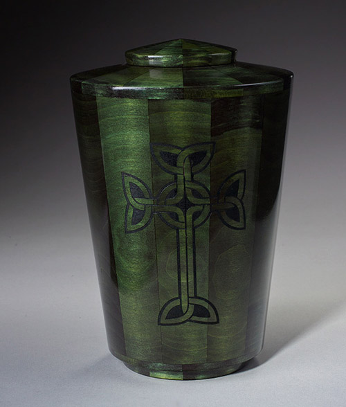 Celtic Cross Wood Cremation Urn