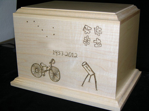 Wood Cremation Urn with Your Drawing