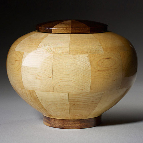 Maple and Walnut Wood Urn