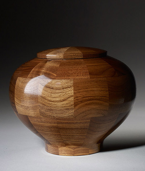 Walnut Wood Round Urn