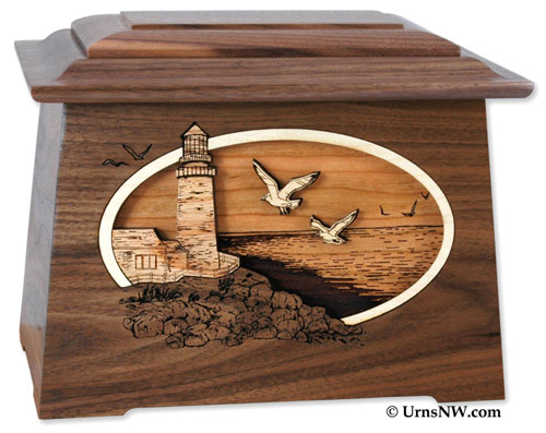 Walnut Wood Lighthouse Urn