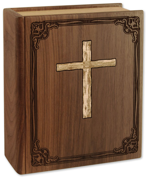 Bible Cremation Urn with Cross Inlay