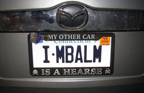 Mortician license plate: I-MBalm