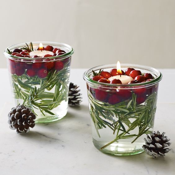 Cranberry Holiday Floating Candles