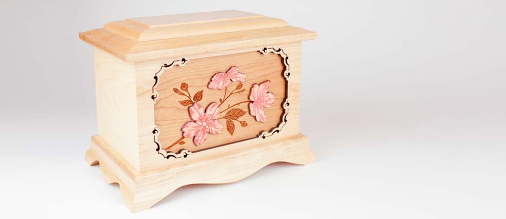 Cherry Blossoms Wood Cremation Urns