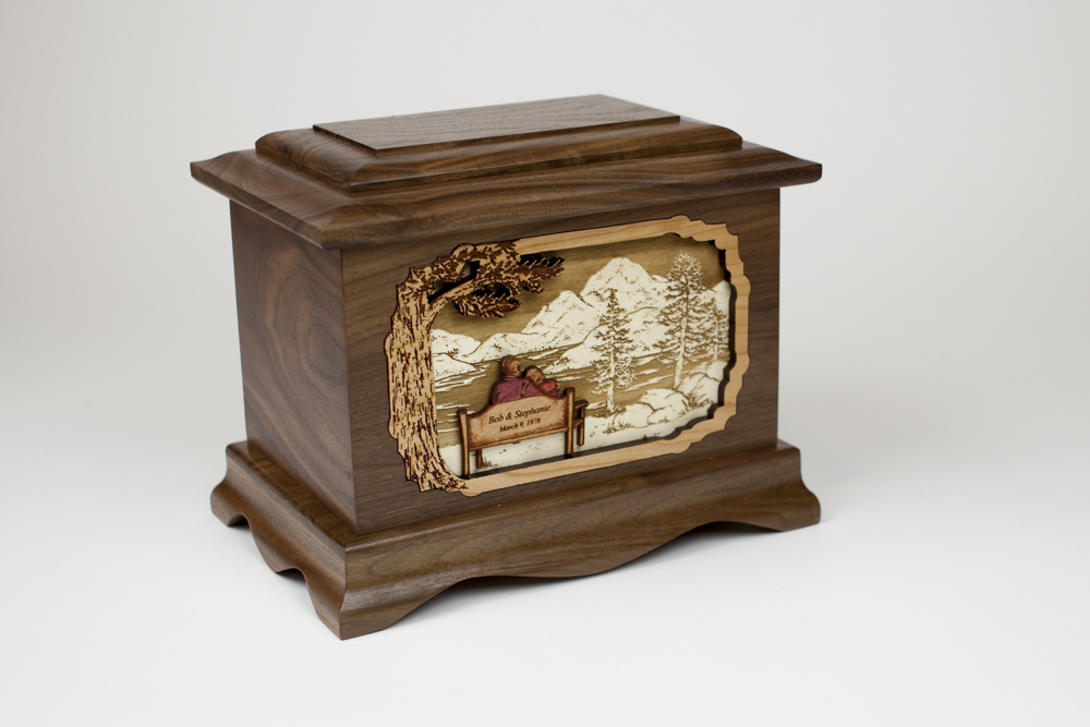 Walnut Wood Cremation Urn and Memorial