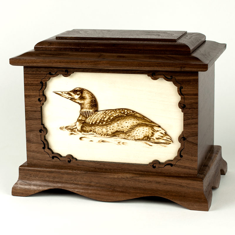 Loon Bird Wood Urn