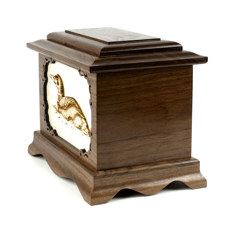 The Loon Bird Wood Urn for Memorials in Minnesota, Wisconsin