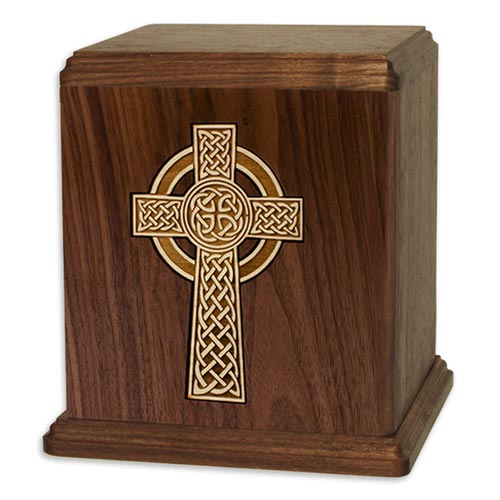 Rustic Wooden Cremation Urns - Celtic Cross