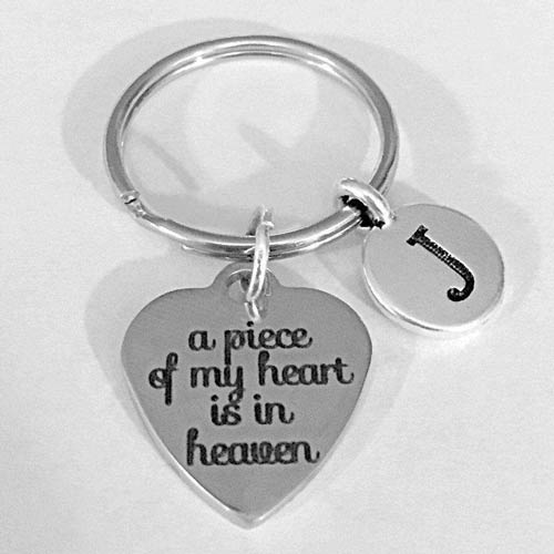 "A piece of my heart is in heaven" sympathy gift keychain