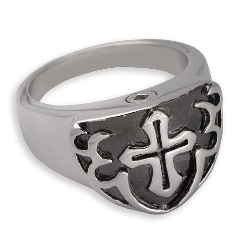 Men's Cremation Ring with Cross