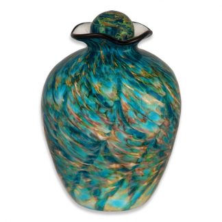 Blue/Green Glass Cremation Urns, hand blown memorial art