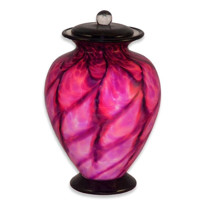 Hand Blown Glass Art Cremation Urn in Mauve
