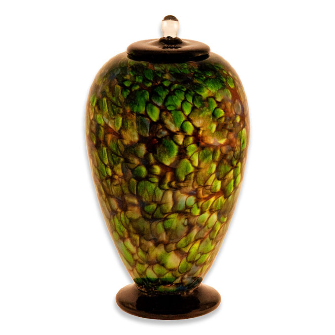 Forrest Green Deco Glass Funeral Urn