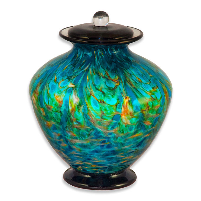 Aegean Blue Finish Cremation Urn