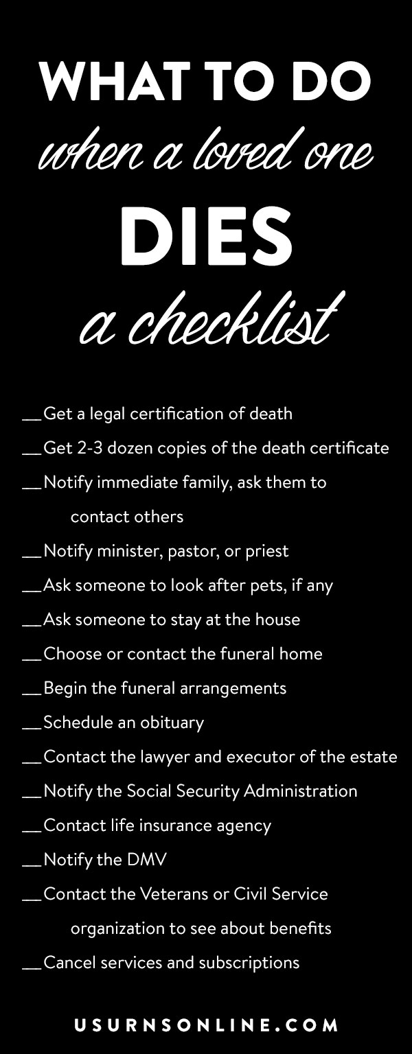 What to do when someone you love dies - a checklist