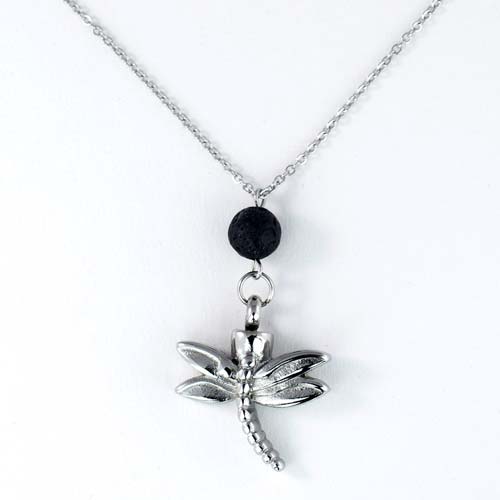 Dragonfly Cremation Necklace with Aromatherapy Essential Oil Diffuser