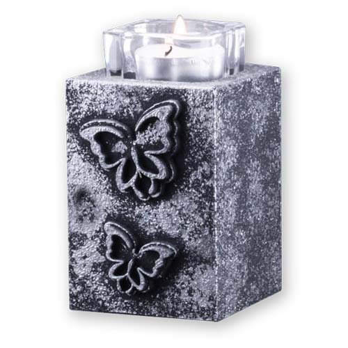 Beechwood & Glass Decorative Keepsake Urn with Tealight Candle Holder