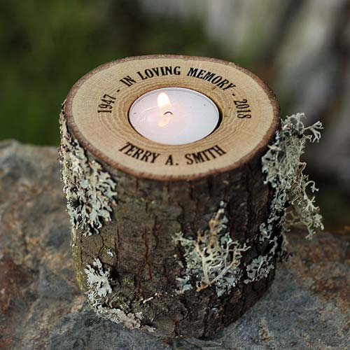 Tealight Candle Cremation Urns - Rustic Log Memorial