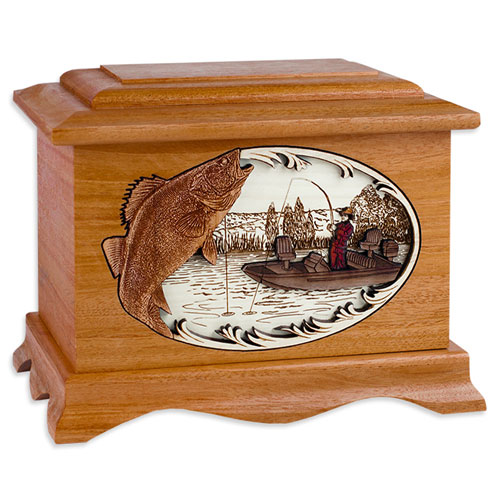 Fish Urns with Wood Art Inlay