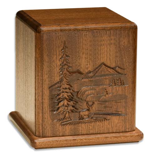 Mahogany Wood Deer Hunting Urns