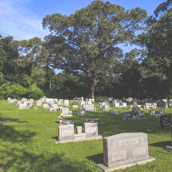 Burial in the ground at a cemetery