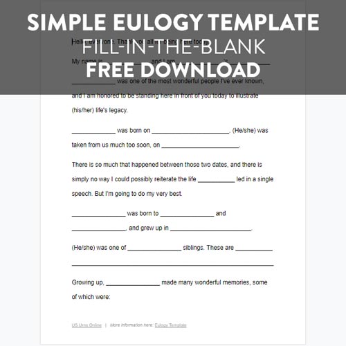 Eulogy Template - Fill in the Blanks
