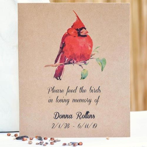 Cardinal Seed Packets Sympathy Seed Paper