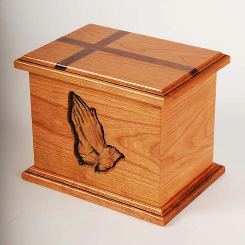 Catholic Cremation Urns with Cross and Praying Hands