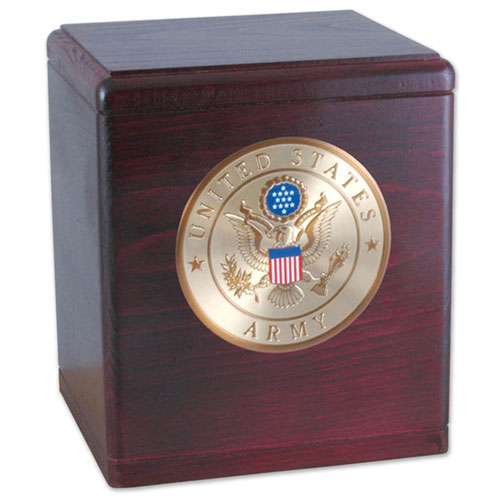 Rosewood Urn with Military Service Emblem