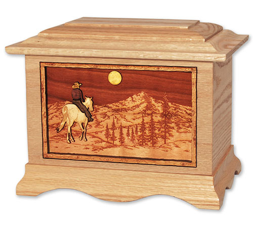 Solid Wood Cremation Urn for Cowboy