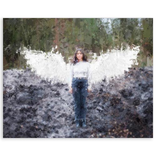 Memorial Painting with Angel Wings