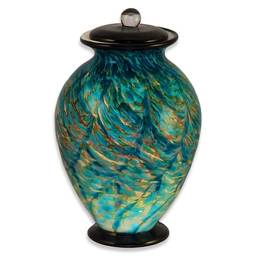 Hand-blown glass urn