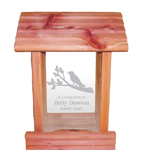 Custom-engraved sympathy bird feeder