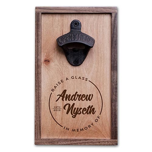 Custom walnut and maple wood bottle opener