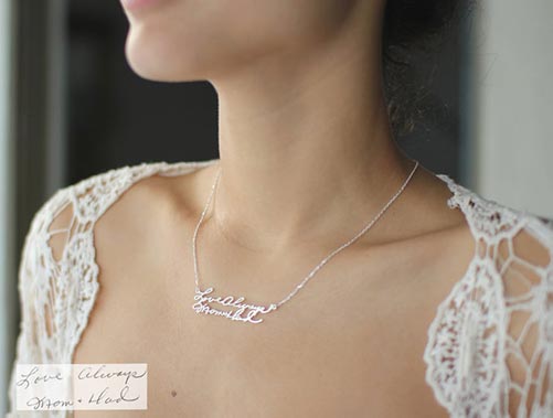 Jewelry featuring loved one's handwriting