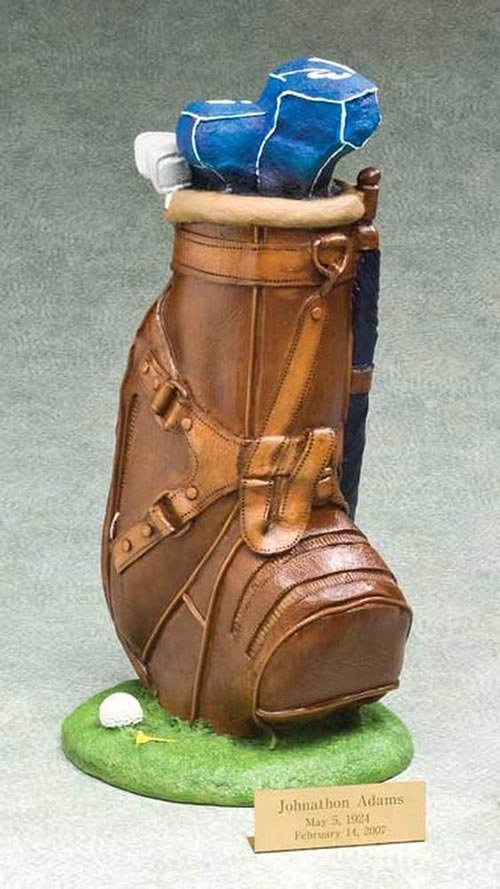 Heirloom golf bag cremation urn
