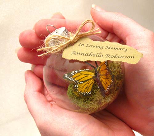 Memorial Ornaments - Clear Glass Butterfly