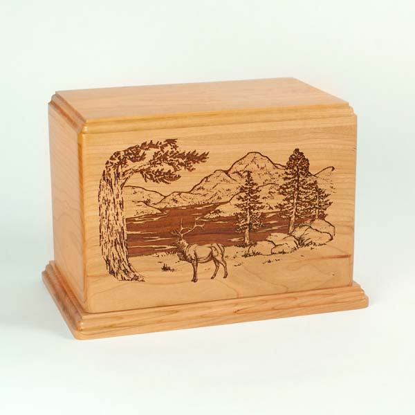 Elk Cremation Urn in Cherry Wood