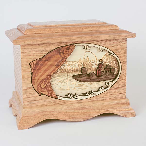 Oak Wood Fishing Urn