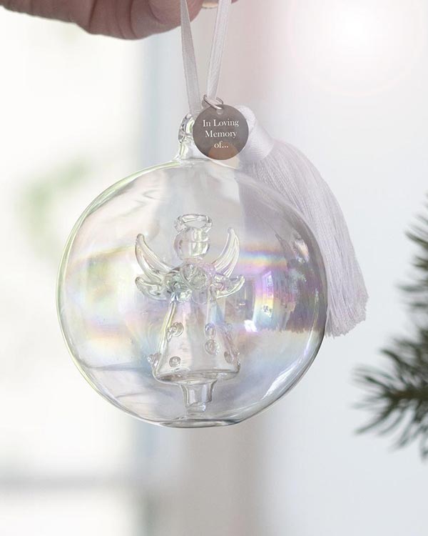 Memorial Glass Angel Bauble