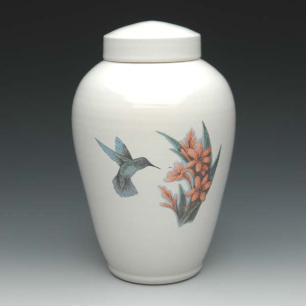 Ceramic Urn with Hummingbird